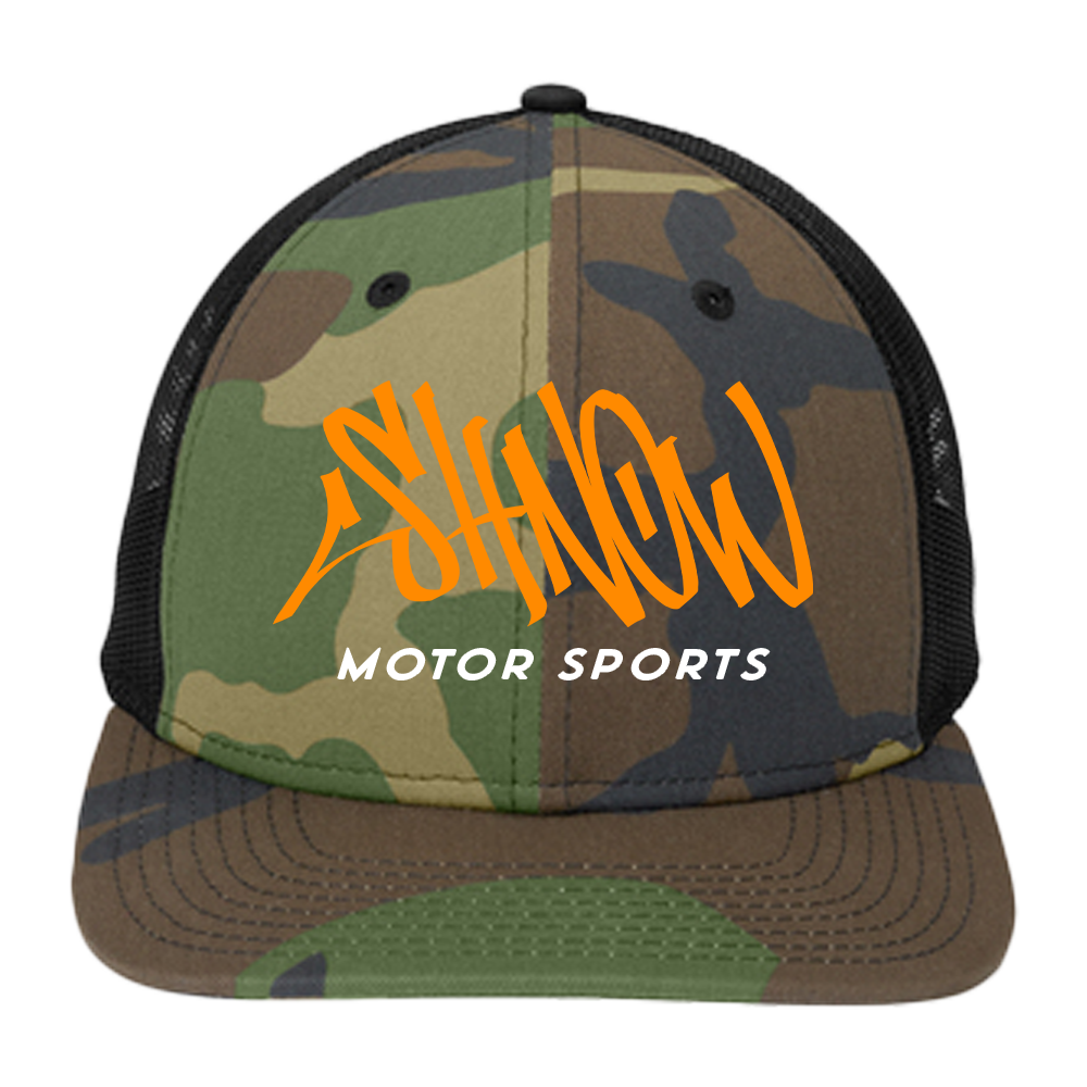 motor sports gear Shnow Motorsports Camo Trucker